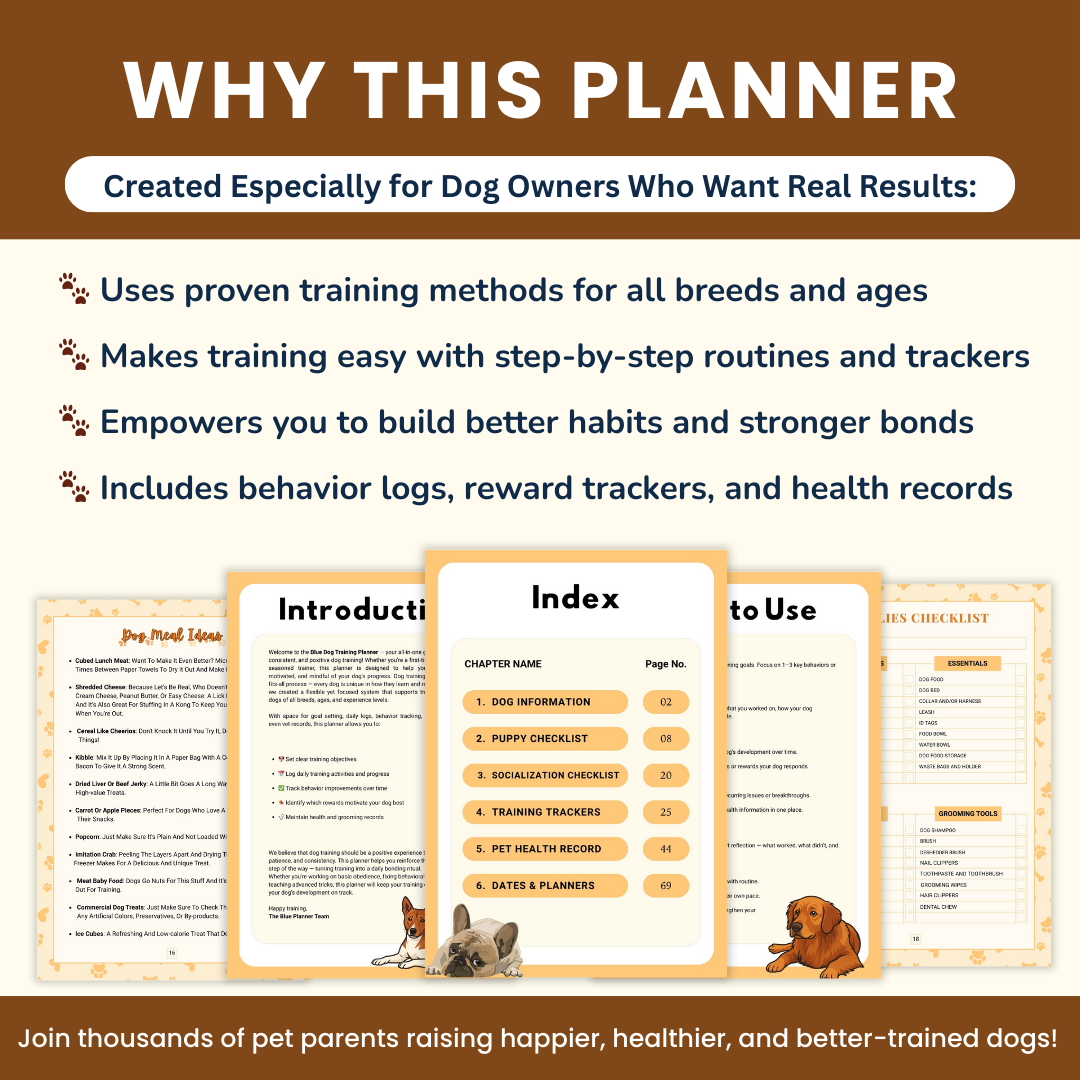 Complete Dog Training Log & Pet Care Organizer | Track Training Progress, Health Records, & Daily Routines | Puppy to Adult Dogs