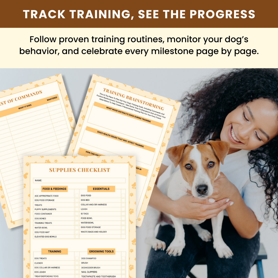 Complete Dog Training Log & Pet Care Organizer | Track Training Progress, Health Records, & Daily Routines | Puppy to Adult Dogs