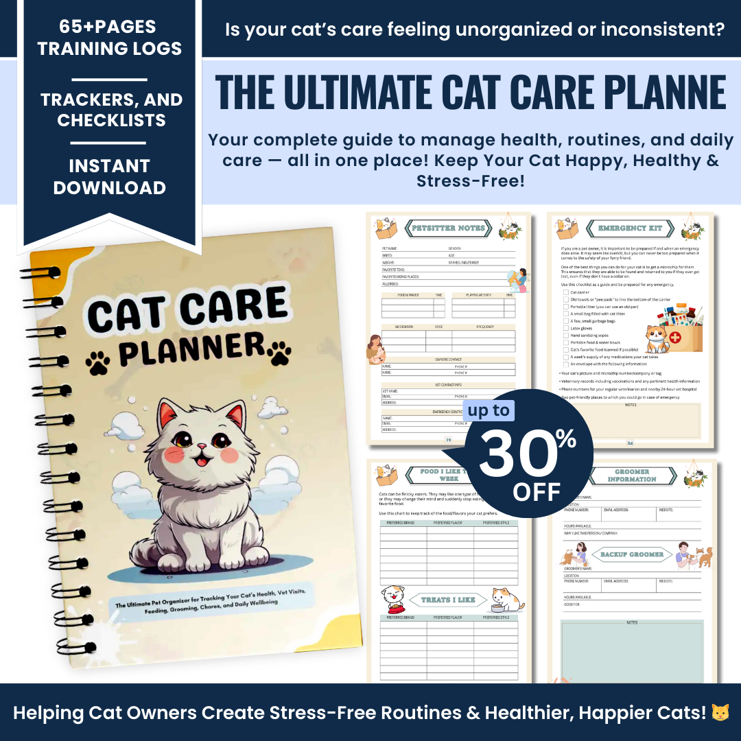 Complete Cat Health & Wellness Planner – Vet, Feeding & Behavior Tracker