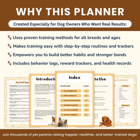 Complete Dog Training Log & Pet Care Organizer | Track Training Progress, Health Records, & Daily Routines | Puppy to Adult Dogs