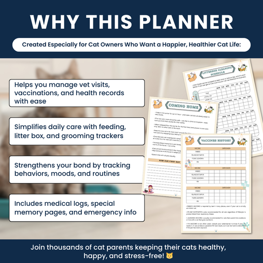 Complete Cat Health & Wellness Planner – Vet, Feeding & Behavior Tracker