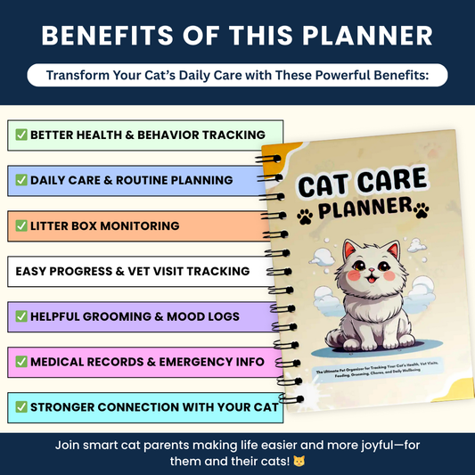 Complete Cat Health & Wellness Planner – Vet, Feeding & Behavior Tracker